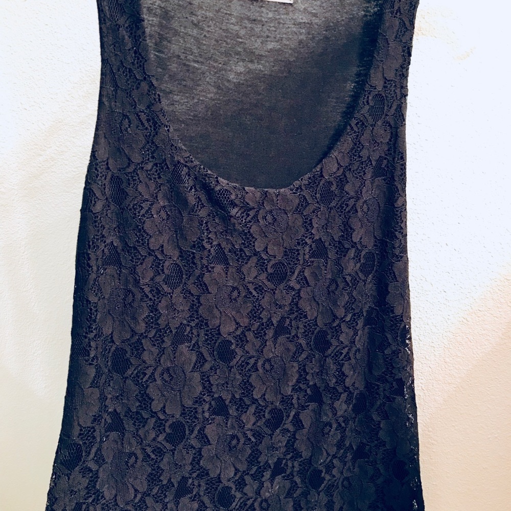 Black Lace Scoop Neck Tank